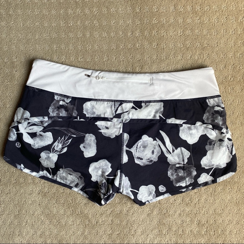 lululemon athletica Black and White Floral Running Shorts